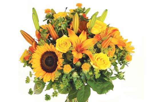 Fleurs en Deuil | Image zoom du bouquet de deuil de fleurs jaunes "Soleil"