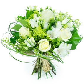 Fleurs en Deuil | mosaïque : vue sur le Bouquet de deuil blanc "Clarté"