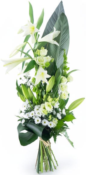 Fleurs en Deuil | mosaïque : image du magnifique Bouquet de deuil blanc "Condoléances"