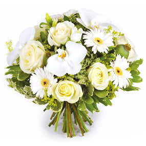 Fleurs en Deuil | mosaïque, image du Bouquet de fleurs blanches deuil "Rêve Blanc"