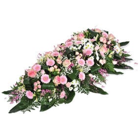 Fleurs en Deuil | mosaïque : image de la Composition de fleurs deuil rose "Repos Eternel"