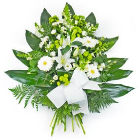Fleurs en Deuil | mosaïque : image de la Gerbe de fleurs deuil blanche