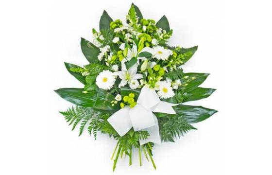 Fleurs en Deuil | image de la Gerbe de fleurs deuil blanche