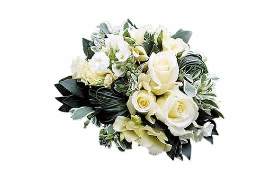 Fleurs en Deuil | Bouquet rond blanc de deuil "Chérie" Fleurs en Deuil | Bouquet rond blanc de deuil "Chérie"
