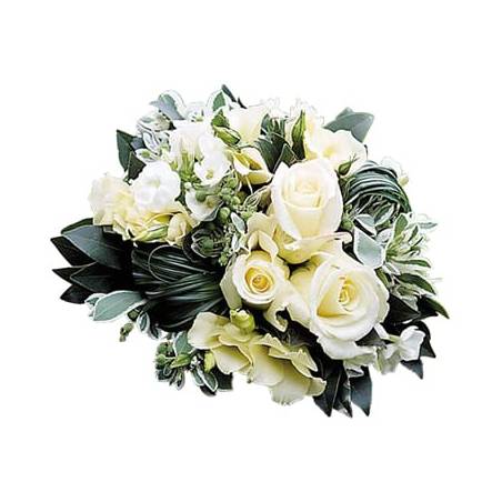 Fleurs en Deuil | Bouquet rond blanc de deuil "Chérie"