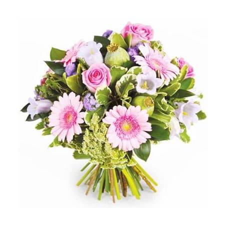 Fleurs en Deuil | Image du Bouquet de fleurs rond deuil "Reflet"
