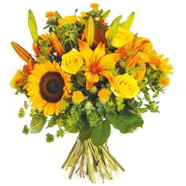 Fleurs en Deuil | Image du bouquet de deuil de fleurs jaunes "Soleil"