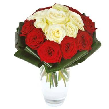 Fleurs en Deuil| image du bouquet de roses rouges et blanches