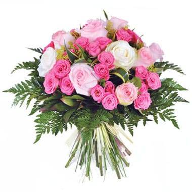 Fleurs en Deuil | image du Bouquet de deuil de roses roses "Pompadour"
