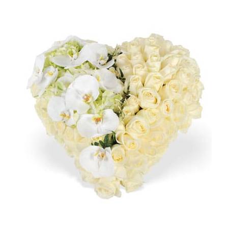 Fleurs en Deuil | image du coeur de deuil blanc chérubin