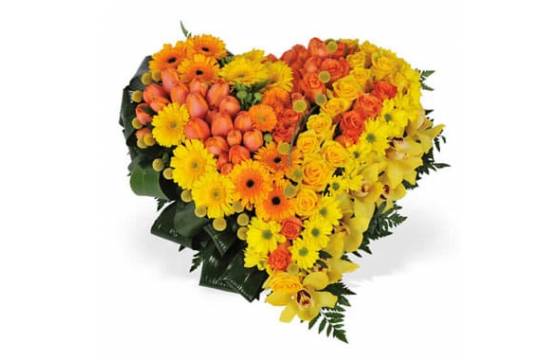 Fleurs en Deuil | image du Coeur en fleurs tons orangés "Murmure" Fleurs en Deuil | image du Coeur en fleurs tons orangés "Murmure"