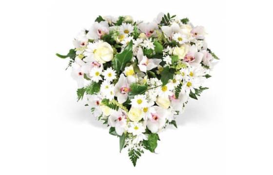 Fleurs en Deuil | image du Coeur de fleurs blanches "Nuage" Fleurs en Deuil | image du Coeur de fleurs blanches "Nuage"