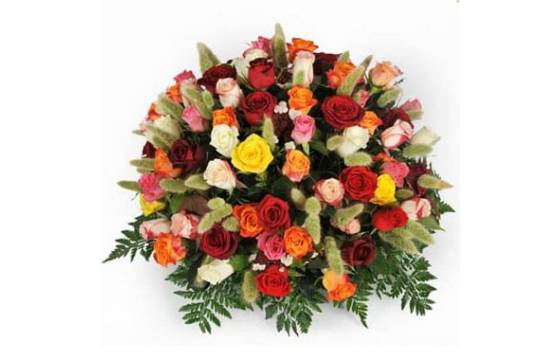 Fleurs en Deuil | image de la Composition de roses piquée "Florever" Fleurs en Deuil | image de la Composition de roses piquée "Florever"