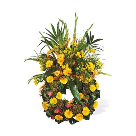 Fleurs en Deuil | image de la Couronne de fleurs jaune "Lumière"