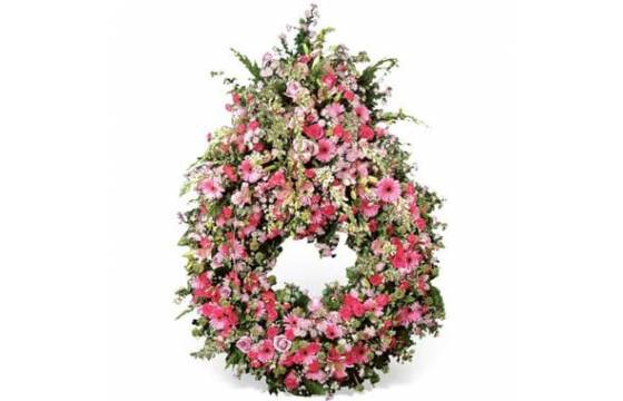 Fleurs en Deuil | image de la Couronne de deuil de fleurs roses "Sérénité Eternelle"