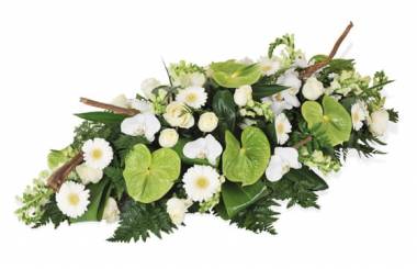 Fleurs en Deuil | image de la raquette de deuil vertes & blanche du nom de Commémoration