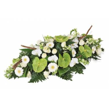 Fleurs en Deuil | image de la raquette de deuil vertes & blanche du nom de Commémoration