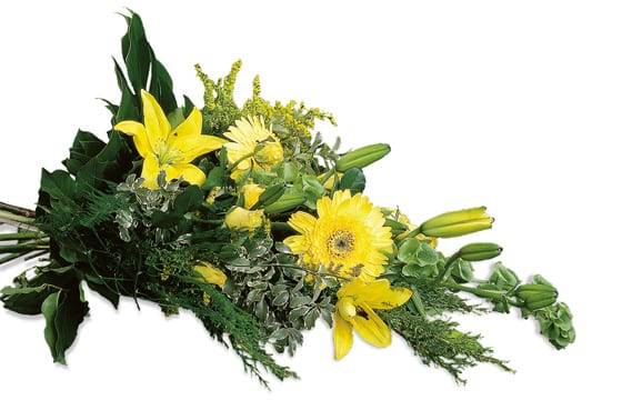 Fleurs en Deuil | image de la gerbe de fleurs tons jaunes du nom d'Hommage Fleurs en Deuil | image de la gerbe de fleurs tons jaunes du nom d'Hommage
