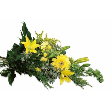 Fleurs en Deuil | image de la gerbe de fleurs tons jaunes du nom d'Hommage
