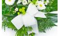 Fleurs en Deuil | vue sur le noeud de la Gerbe de fleurs deuil blanche
