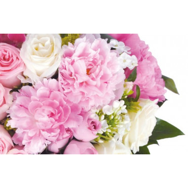 Fleurs en Deuil | vue sur de magnifique pivoine de couleurs roses du Coeur en fleurs blanches & roses deuil "Songe"