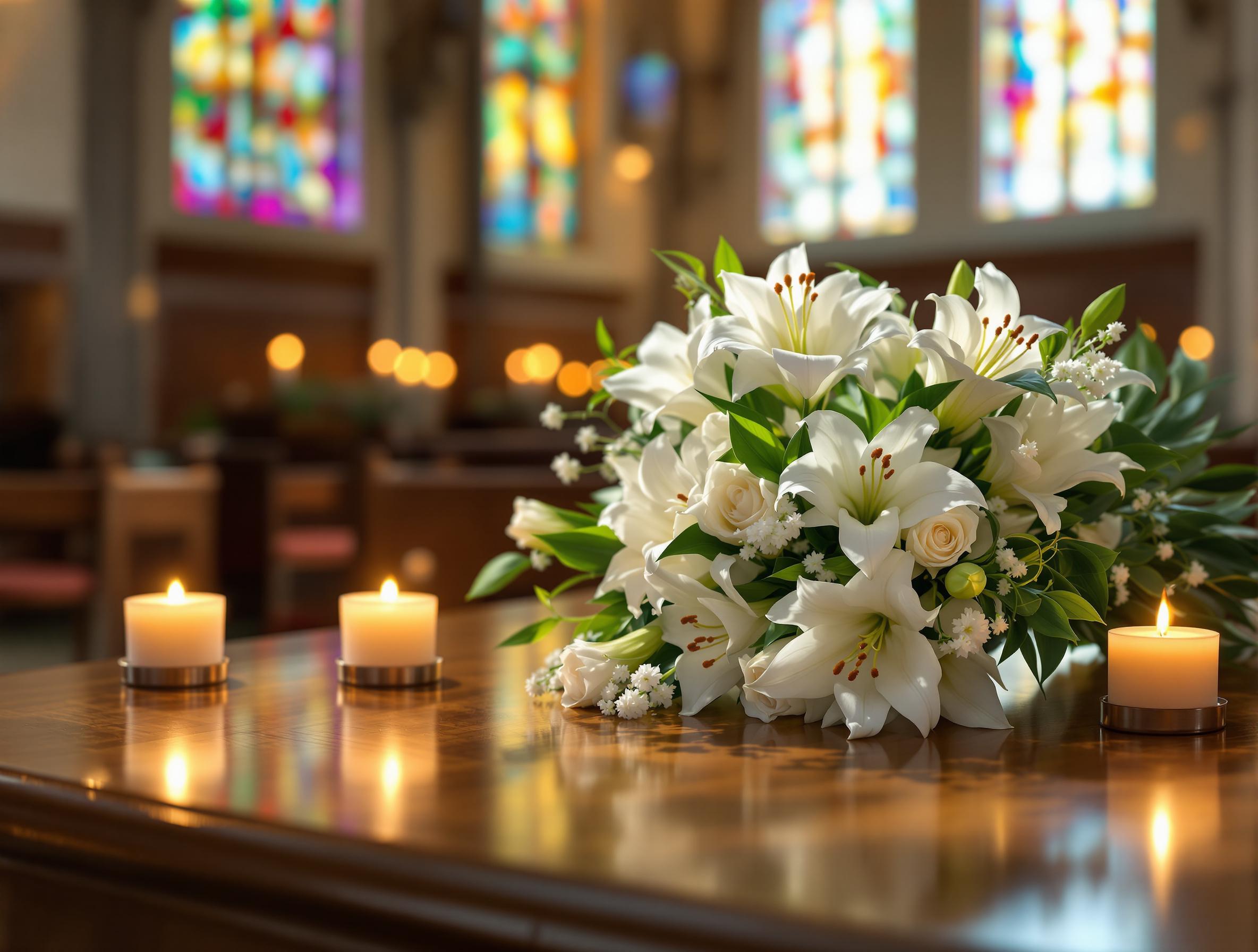 Symbolique des fleurs de deuil pour un hommage masculin avec roses blanches et lys élégants