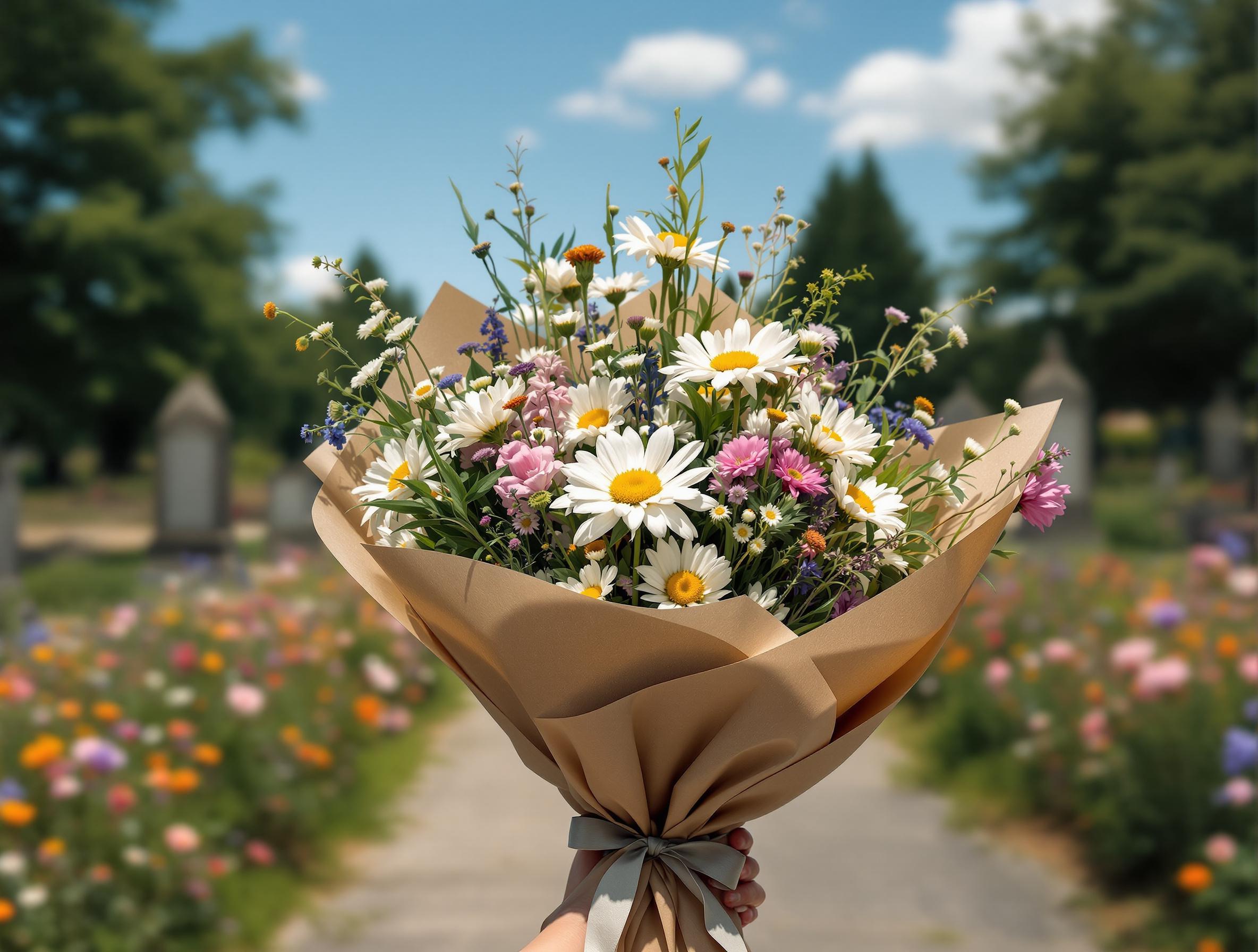 Composition florale écologique pour des funérailles vertes.