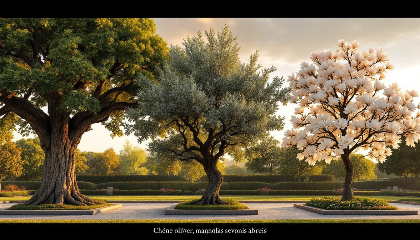 Chêne olivier magnolia arbres souvenir symboliques