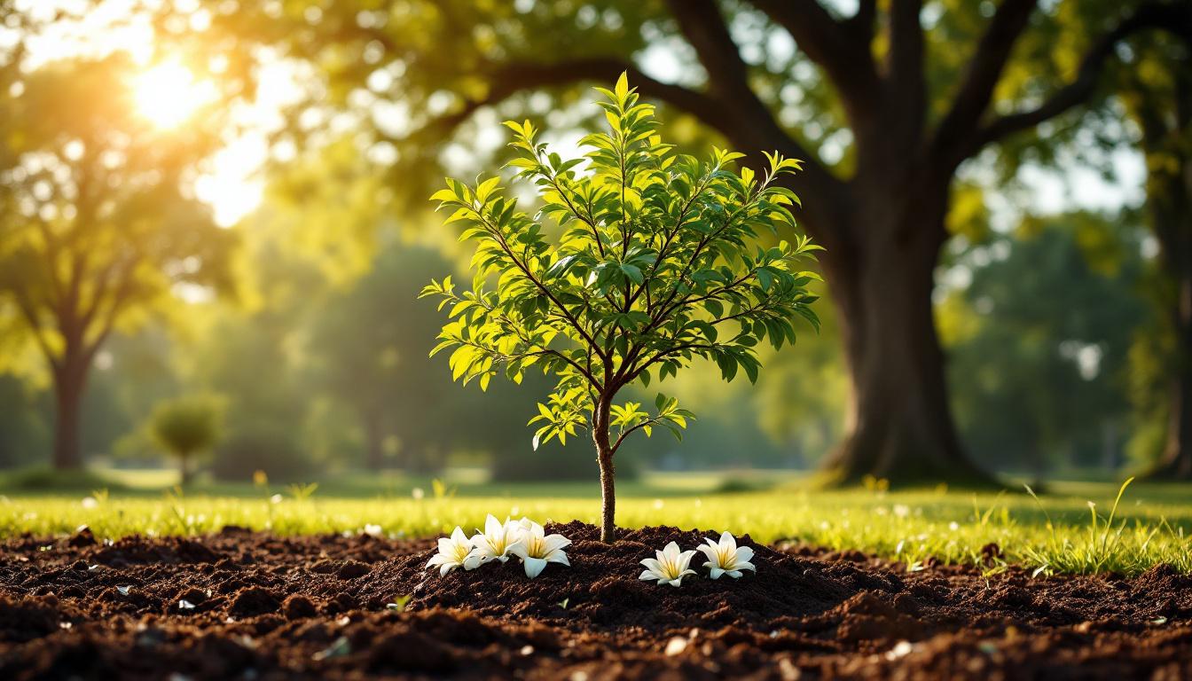 Arbre jeune planté mémoire défunt symbolique