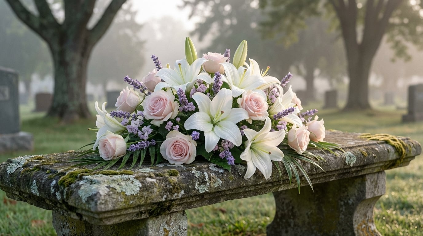 Couleurs pastel blanches fleurs deuil grand-mère
