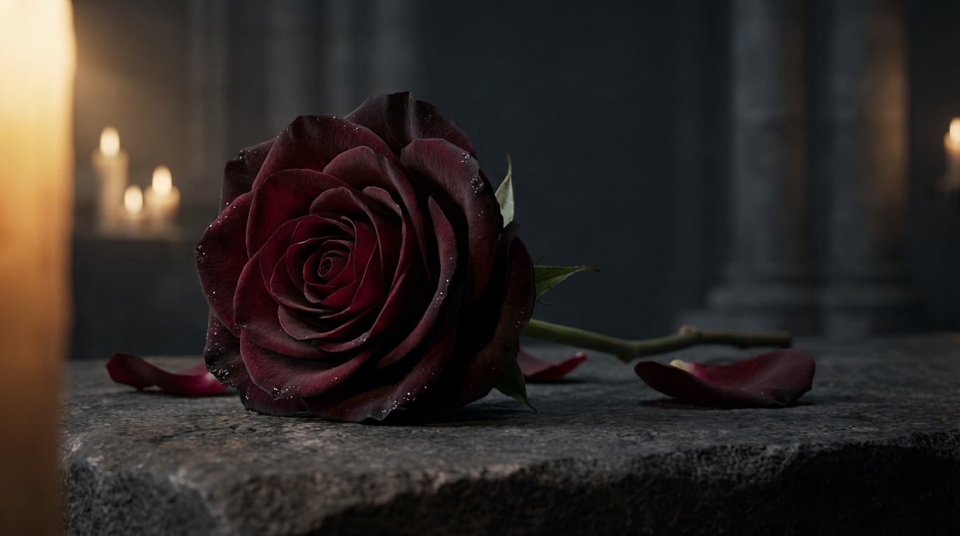 Rose noire symbolique deuil funéraire hommage floral