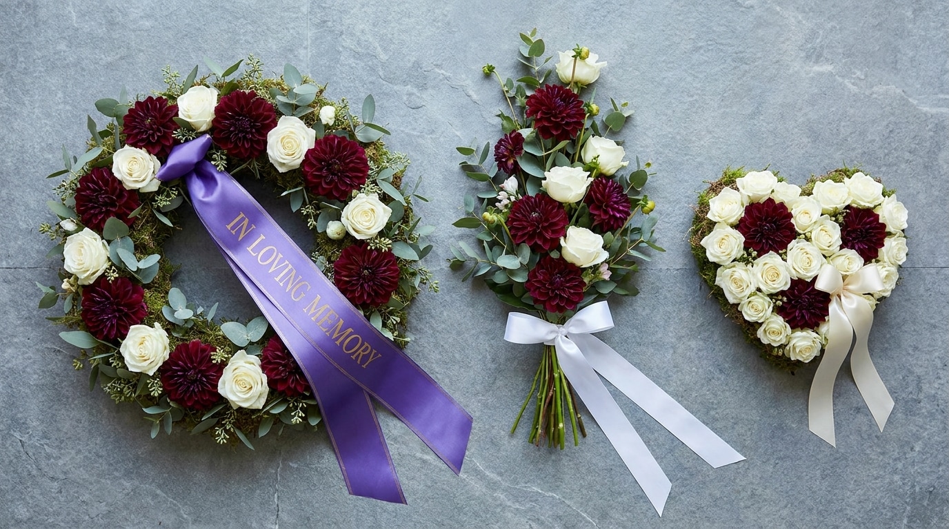 Exemples messages rubans deuil compositions florales