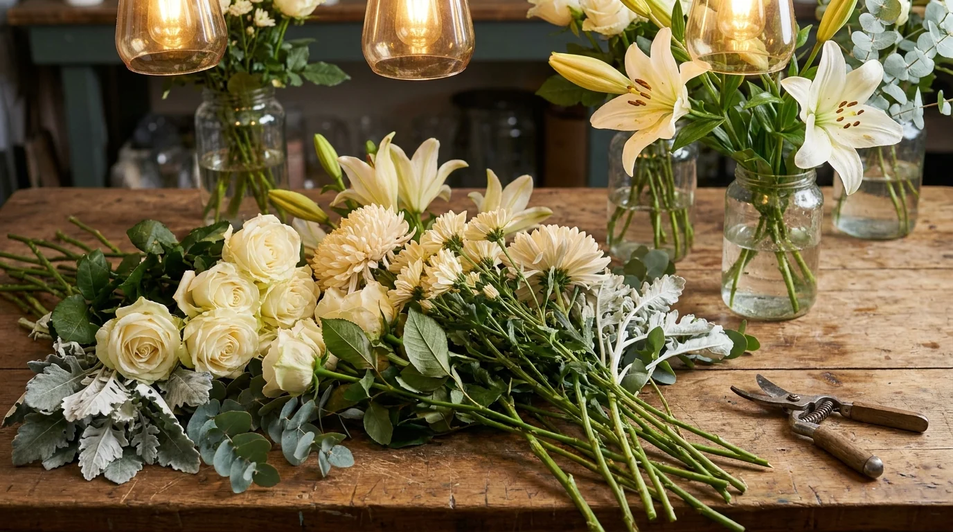 Composition florale deuil roses lys chrysanthèmes signification symbolique