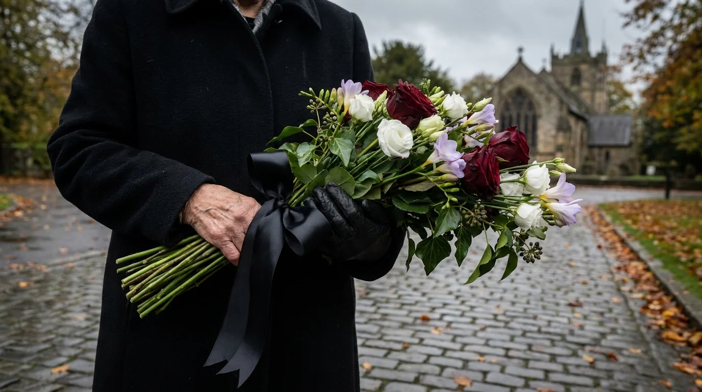 Gerbe funéraire portée main procession funèbre enterrement