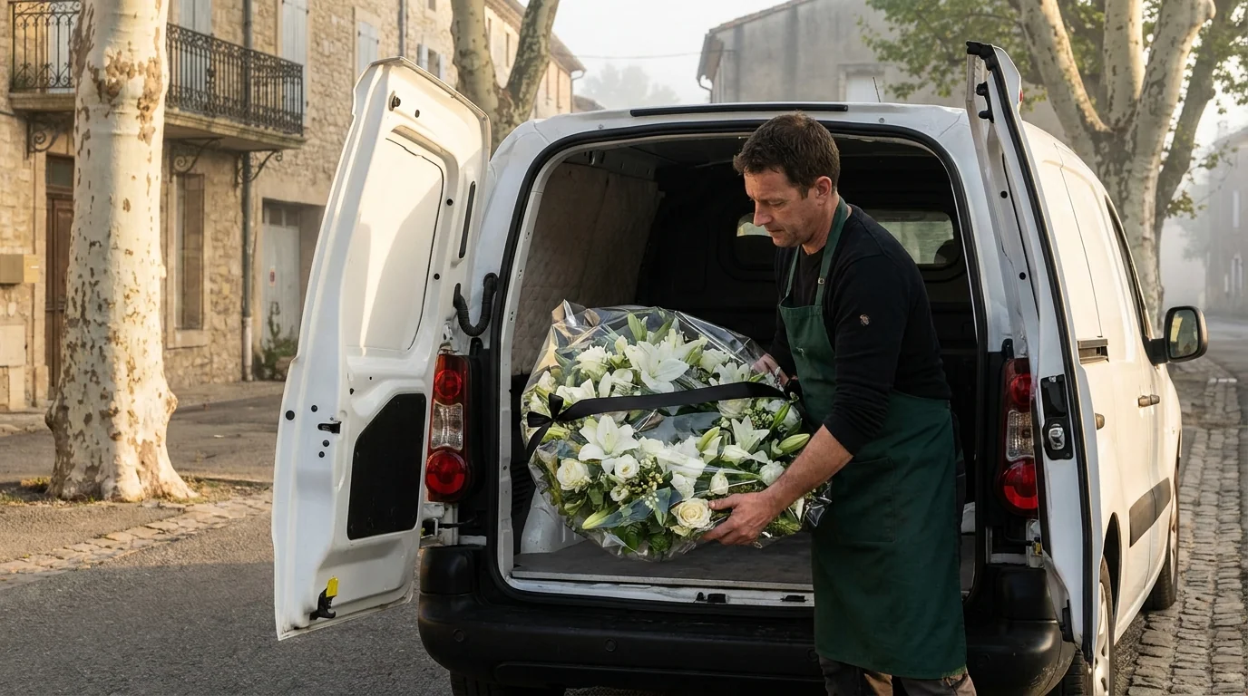 Livraison couronne funéraire express artisan fleuriste France