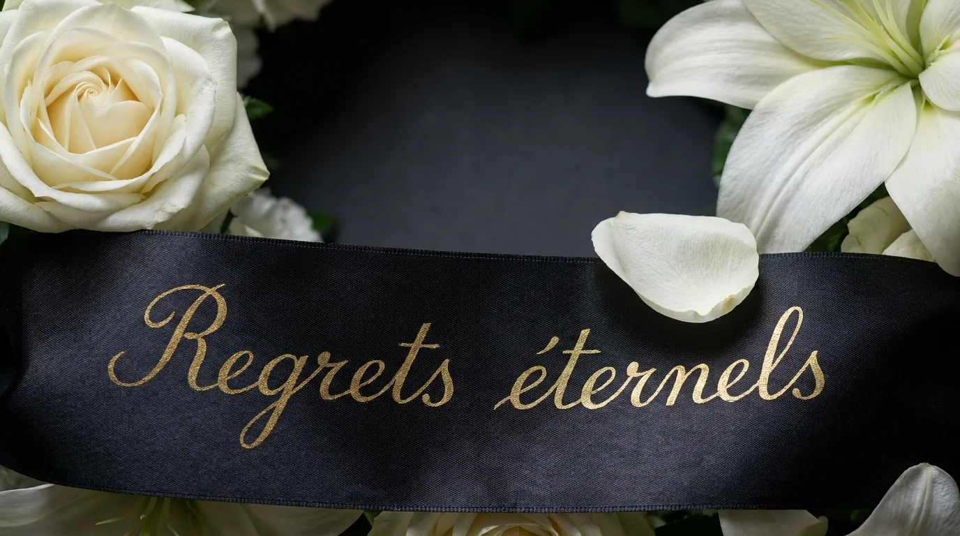 Ruban funéraire inscription condoléances couronne enterrement